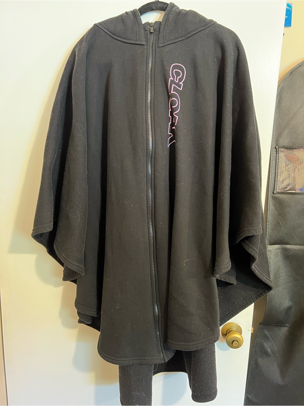 CLOAK Brand Cloak - Black Hooded Zip-Front Cape with Pink Logo Accent